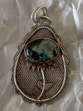 Modern Silver Tone Pendant Sunflower Turquoise Sunflower
