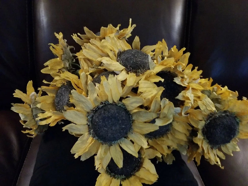 Vintage lot of 20+ 2 ft paper yellow sunflowers handmade rustic farmhouse decor Sunflower