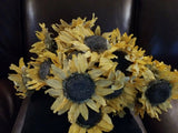 Vintage lot of 20+ 2 ft paper yellow sunflowers handmade rustic farmhouse decor Sunflower