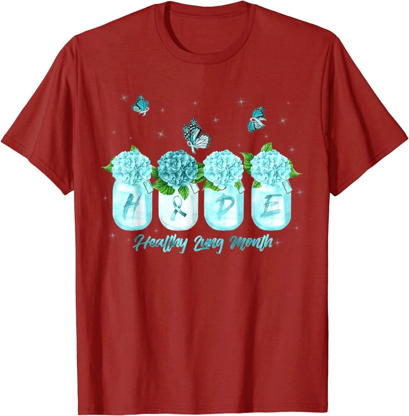 Hope Hydrangea Flower Butterfly Healthy Lung Gift Unisex T-Shirt Hydrangea