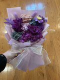 Preserved Flower Bouquet Purple Roses Hydrangea Arrangement Gift Decor Hydrangea