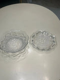Vintage Clear Glass Floral Hydrangea Scalloped Fruit Bowl & Platter Set 12 1/2" Hydrangea