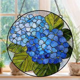 Hydrangea Flower Stained Glass Suncatcher, Floral Window Hanging,Flower Decor Hydrangea