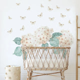 Hydrangea Flowers Wall Stickers Neutral Colors Nursery Decals Watercolor LF545 Hydrangea