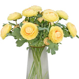 Artificial Ranunculus Flowers Real Touch Stem Silk Creamy Yellow 19