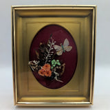VTG Framed Diorama Butterfly and Dried Flowers - 70's Wall Hanging or Tabletop Dried Flower