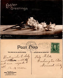Easter Greetings White Lily Flowers Postcard Lily