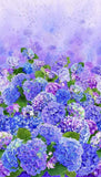 Hydrangea Bliss by Timeless Lavender and Blue Flower Cotton Panel 23" x 44" Hydrangea