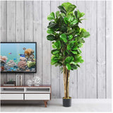 Faux Fiddle Leaf Fig Plant in Pot - Lifelike Simulation Green Plant