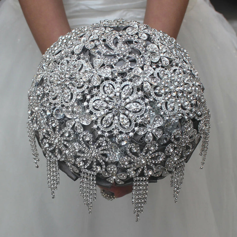 Bling Rhinestones Wedding Bouquet Handmade Bridal Bridesmaid Wedding Flowers Bouquet