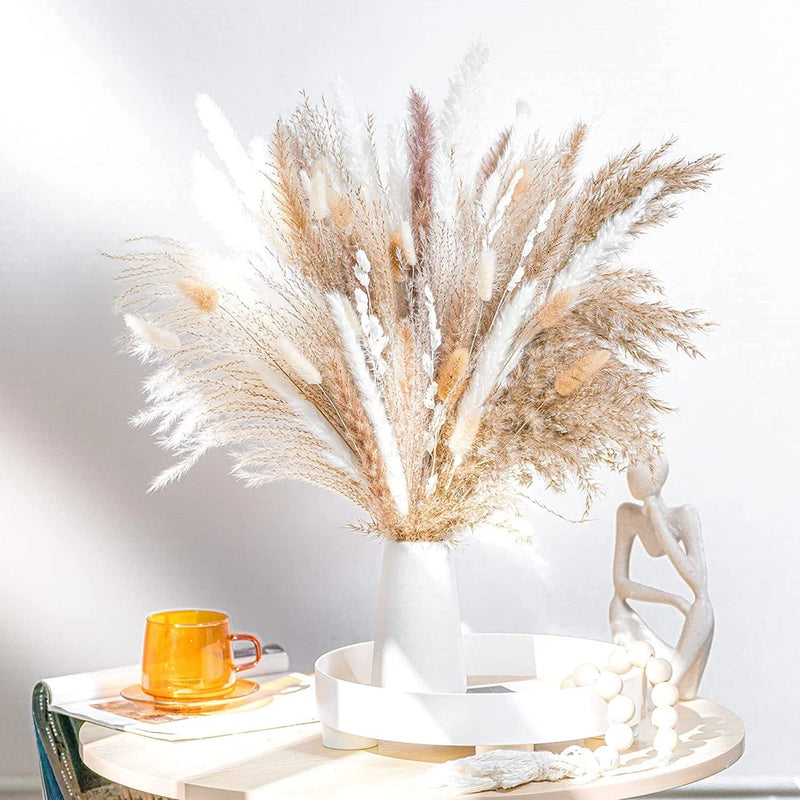 92PCS Beautiful Natural Pampas Grass Boho Bouquet Decor | Long-Lasting, 17" Pampas Grass