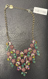 Vtg Tagged BETSEY JOHNSON  Carnations Pink Rhinestone  Statement Bib Necklace Carnation