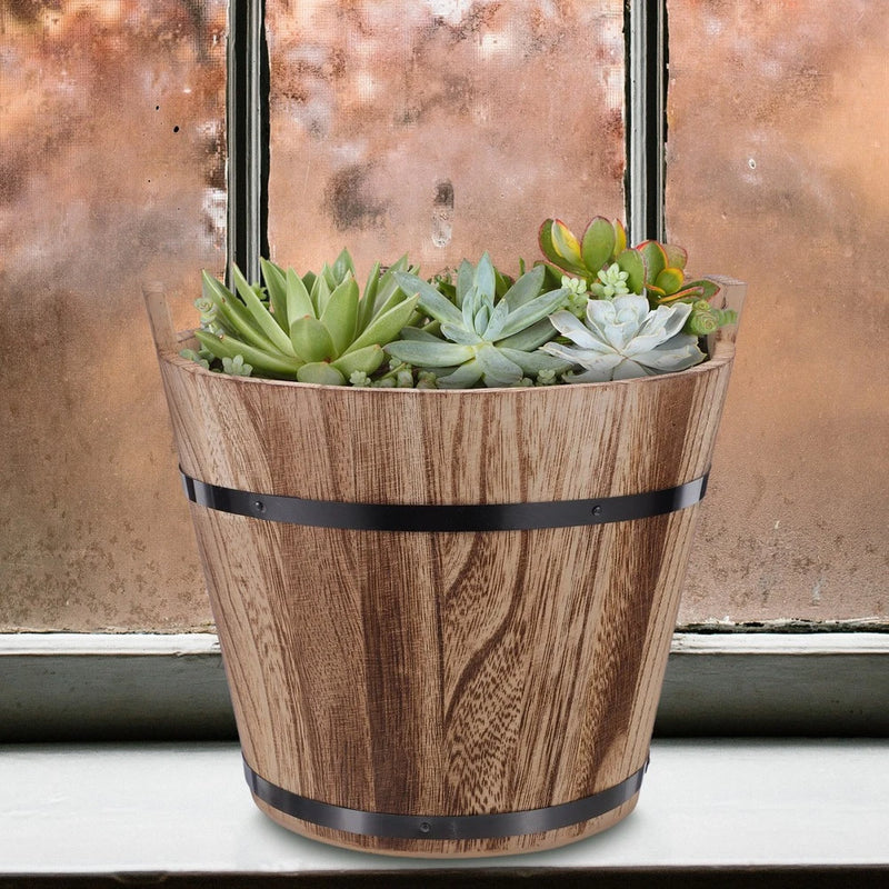 Wooden Succulent Basin Decorative Garden Pot Flower Barrel Planter Garden Plants