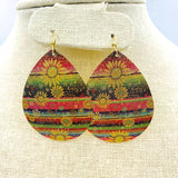 SUNFLOWER EARRINGS, Style 5, Glitter Style, Teardrop Shape Sunflower