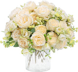4 Packs Peonies Artificial Flowers Champagne Silk Flowers Fake Peonies Centerpie Peony