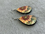 Sunflower Dangle Earrings Lightweight Pear Shape Sunflower