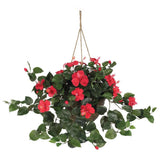 24Ó Hibiscus Artificial Plant in Hanging Basket Home Decor. Retail $82 Roses