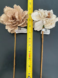Chose from 2 styles of Burlap Natural Peony 10"x6" Flower Craft pick Peony
