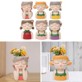 Resin Flower Pot Crafts Girl Shaped Planter for Greenhouse Indoor Garden Garden Plants
