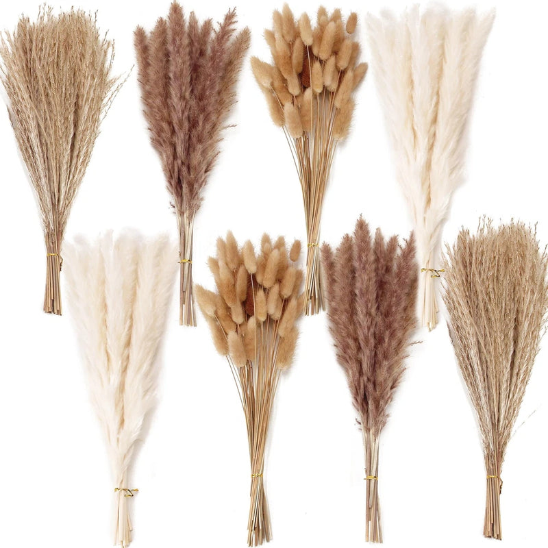 200PCS Dried Flower Bouquet - Pampas Grass, Floral Decor for Home & Wedding Boho Pampas Grass