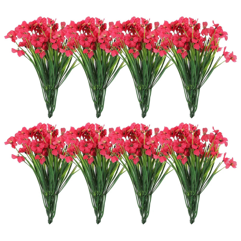 Artificial Flower Heads, Plastic Fake Plants Hydrangea Rose Red Faux 24Pcs Hydrangea