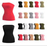 MixMatchy Basic Solid Stretchy Cotton Long  Bandeau Tube Top Roses