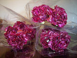 DRIED FLOWERS 25 HANDMADE ENGLISH LOGANBERRY ROSES W/FLEXIBLE STEMS WINE COLOR Dried Flower