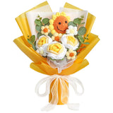 Yellow Crochet Flower Bouquet Artificial Sunflower Finished Handmade Knitted ... Sunflower