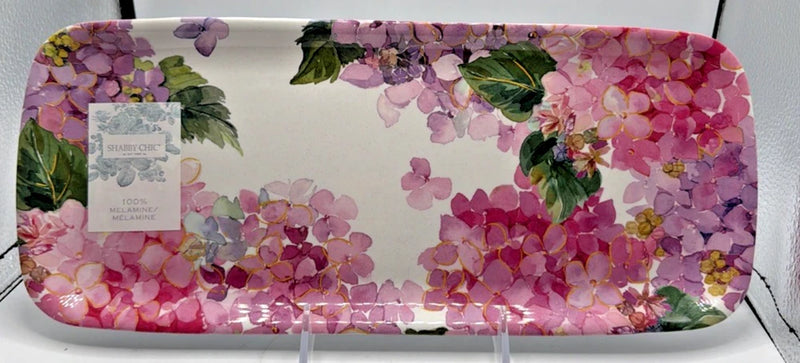 Melamine Floral Pink Serving Tray Platter Hydrangea Flowers  14" Shabby Chic New Hydrangea
