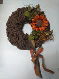 Fall Wreath for Front Door, 18" Autumn Door Wreath with Sun Flower Sunflower