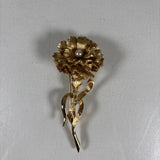 Vintage Marcel Boucher Carnation Brooch Pin Faux Pearl Gold Tone Flower Carnation