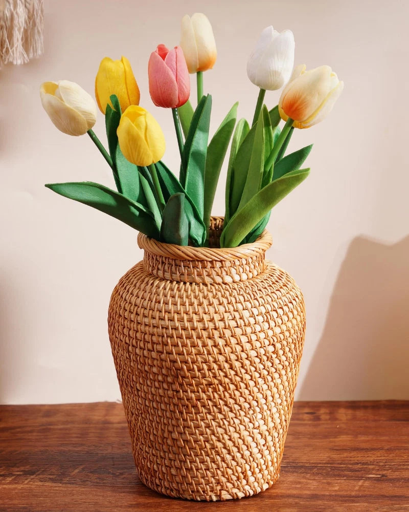Rattan Vase, Small Braided Boho Vases for Pampas Grass & Flower Arrangement, ... Pampas Grass