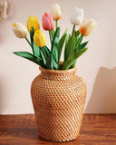 Rattan Vase, Small Braided Boho Vases for Pampas Grass & Flower Arrangement, ... Pampas Grass