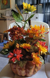 Fall Centerpiece Sunflowers Cattails Ceramic Pumpkin Flowers Tabletop Decoration Sunflower