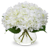 Artificial Hydrangea Flowers with Glass Vase Ð Faux Water Home and Office Decor Hydrangea