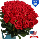 20Pcs Artificial Red Roses Silk Lifelike Flowers Wedding Bouquet Roamtic Gift US Bouquet