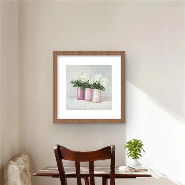 Begin Home Decor C1FM1616RF3EP9 16 x 16 in. Hydrangea Flowers In Pink Vases W... Hydrangea
