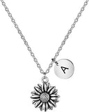 Sunflower Necklace Dainty Letter  A Jewelry Silver Daisy Flower Charm Chain Sunflower
