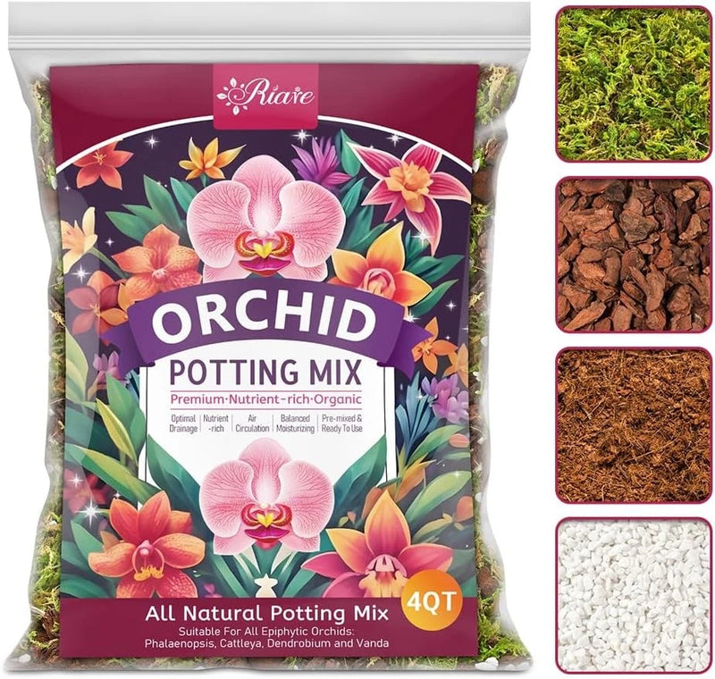 Orchid potting mix bag, 4QT all-natural potting mix for repotting