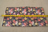 By 1/2 Yd, Colorful Impressionist Floral on Black Quilt Fabric, C954 Flowering Plants