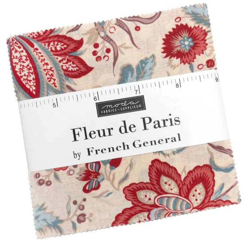 Fleur de Paris Moda Charm Pack 42 100% Cotton 5-inch Precut Cotton Squares Flowering Plants