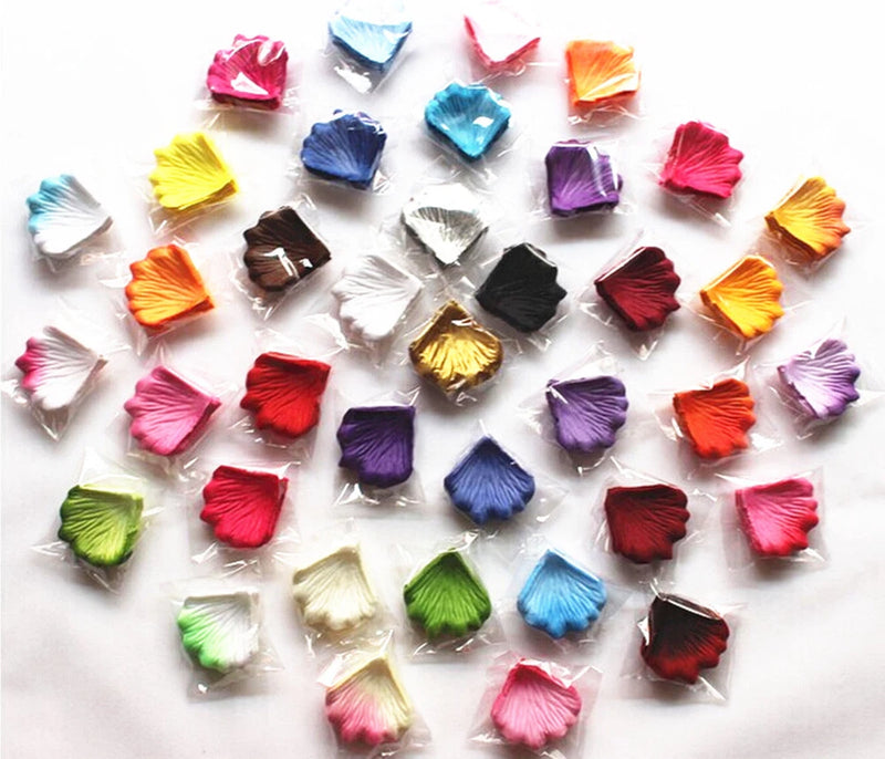 Assorted silk rose petals, multicolor flower-petal pieces for wedding decorations