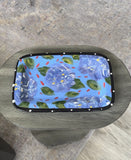 Handmade Hand Painted Blue Hydrangeas Rectangle Serving Platter Signed Hydrangea