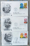 GARDEN FLOWERS SET DAHLIA ASTER HYDRANGEA RUDBECKIA 5 STAMPS 1995 3 PCS FDCS Hydrangea