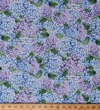 Cotton Hydrangeas Flowers Floral Garden Spring Purple Blue Fabric BTY D672.75 Hydrangea