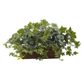 REALISTIC ARTIFICIAL POTHOS SILK HANGING SHELF PLANT w/ LEDGE BASKET Green Plant