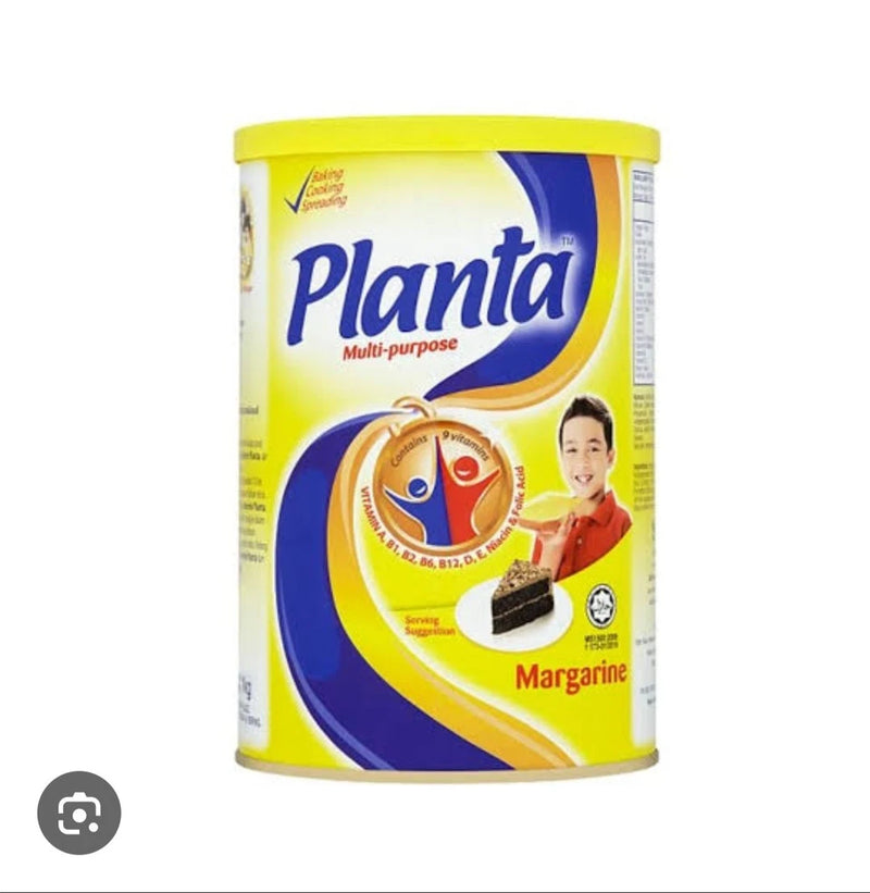 Planta multi-purpose margarine tub with yellow and blue label