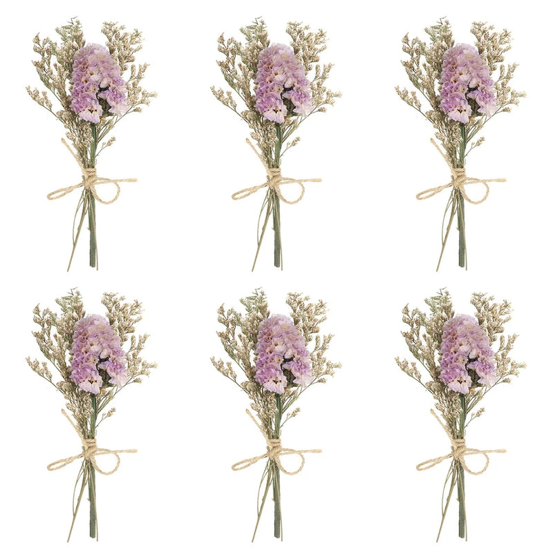 6 Pcs Mini Forget-me-not Dried Flower Bouquet Baby's Breath Boho Light Purple Dried Flower