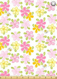 Susybee MAMA LAL the LAMB Floral White Quilt Fabric Sold by 1/2 yd #20301-100 Flowering Plants