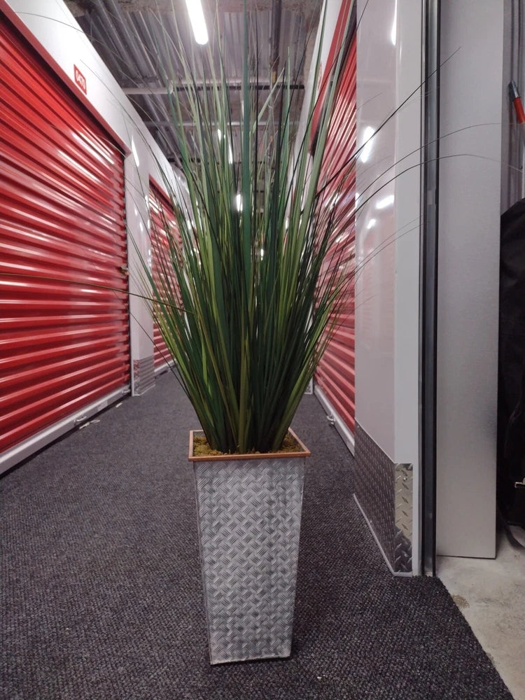 2 Faux Foliage Wheatgrass Tall Artificial Plant with Metal  Base Green Plant